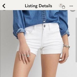American Eagle White Hi-Rise Jean Shortie Shorts 4